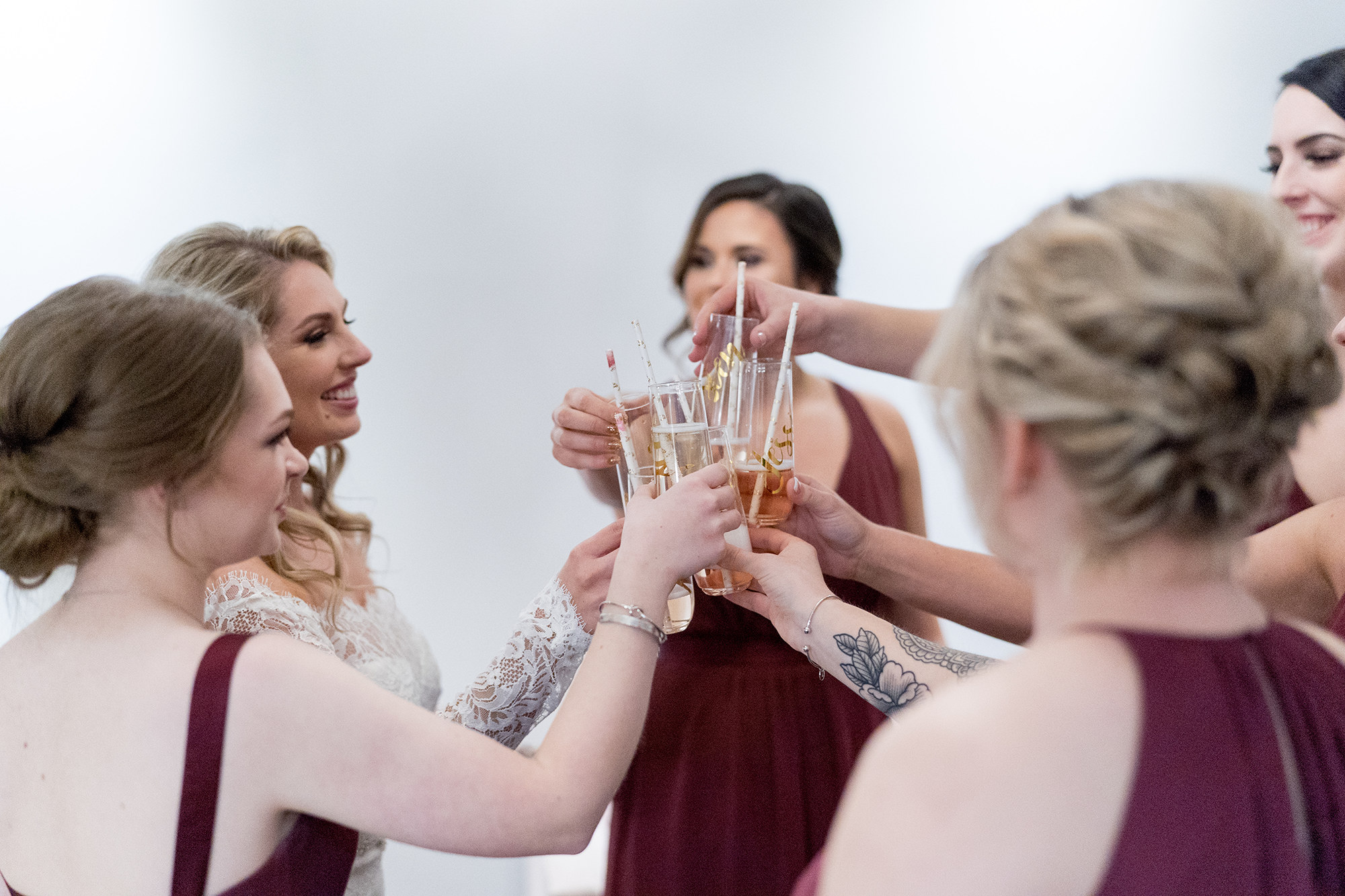 Bridal party cheers