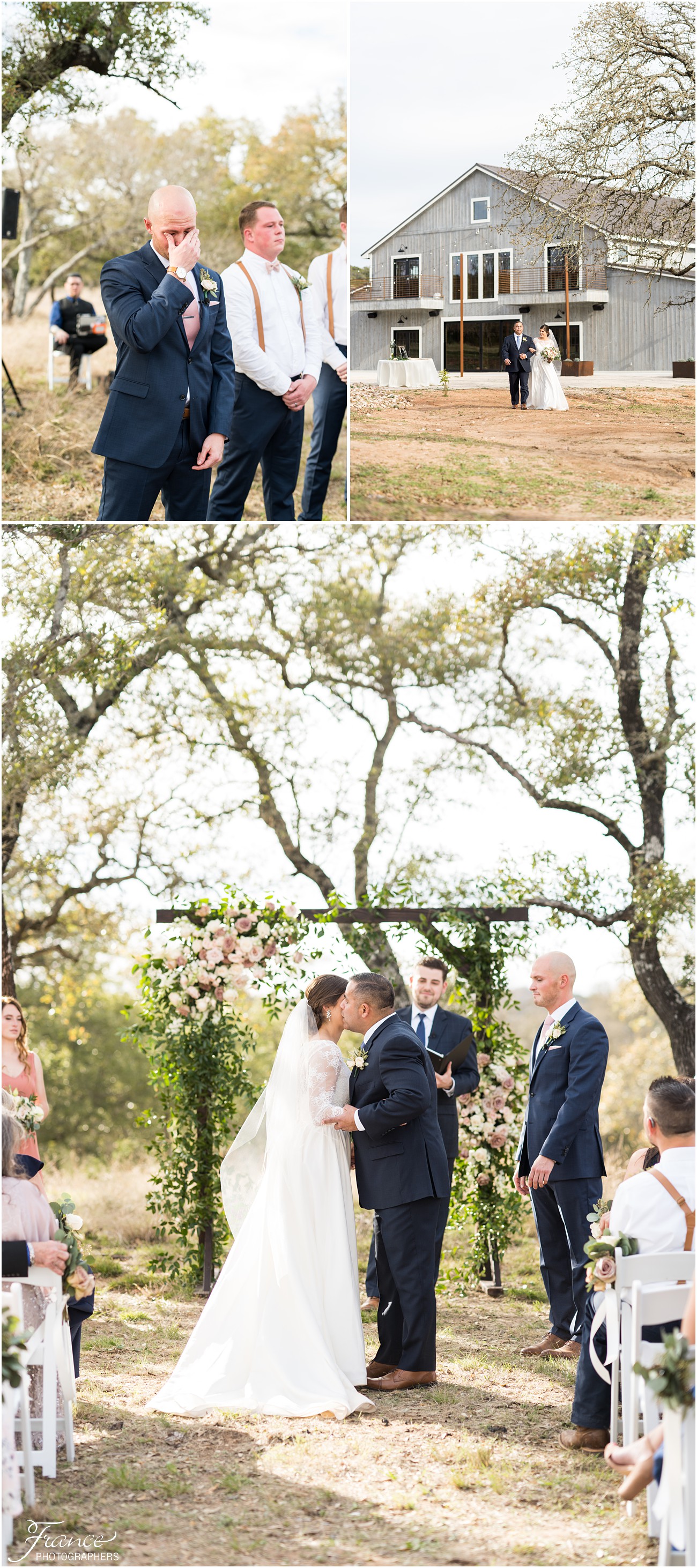 rustic wedding ceremony first look