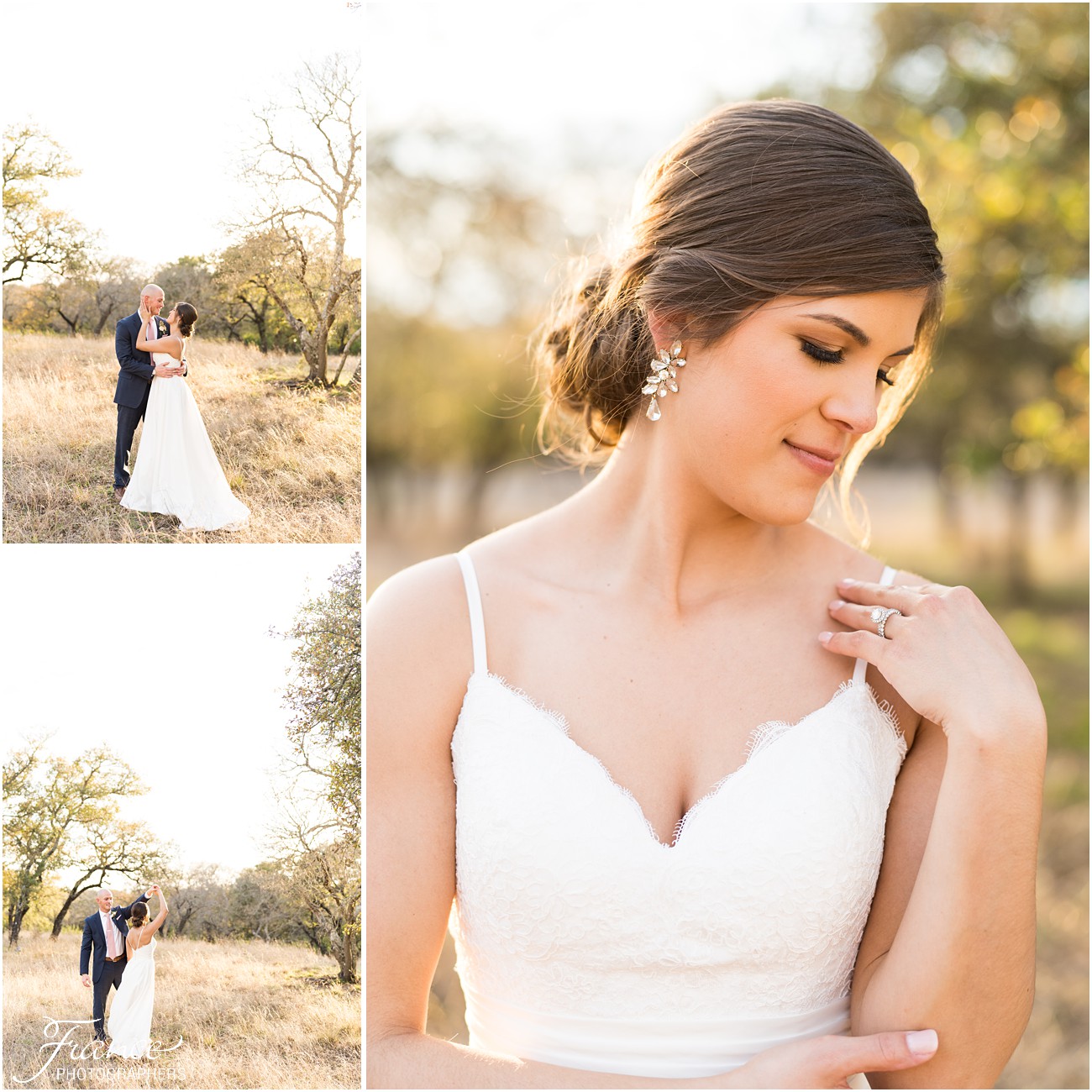 bride and groom outdoor sunset photos