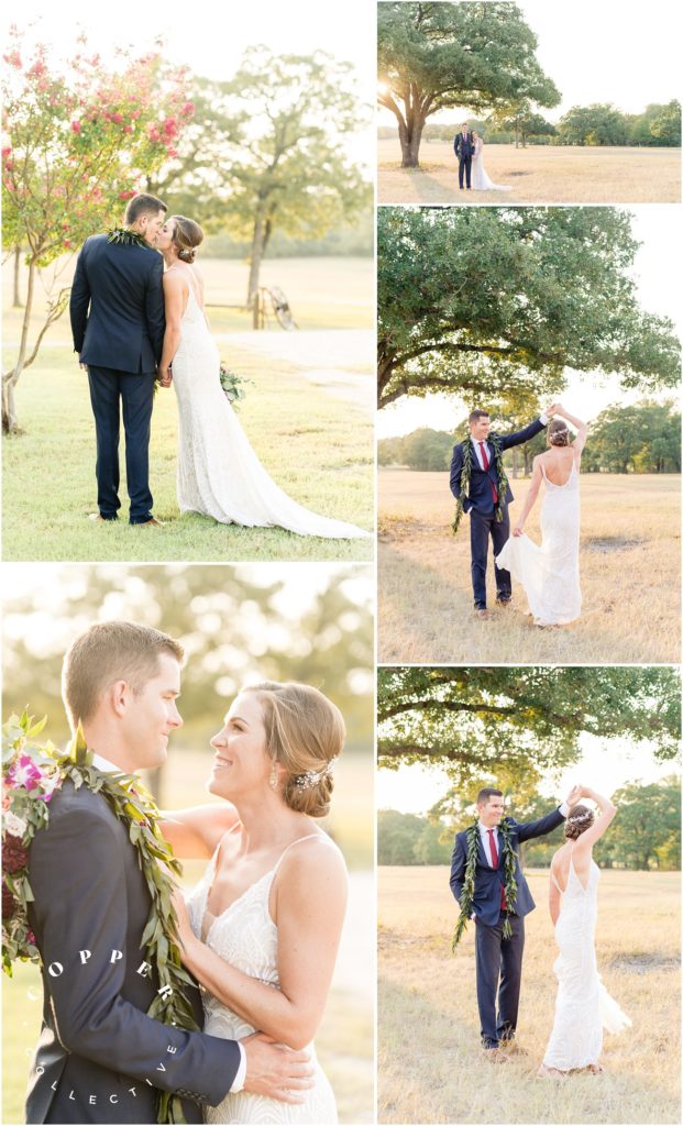 Bride and groom portraits in the Texas country 