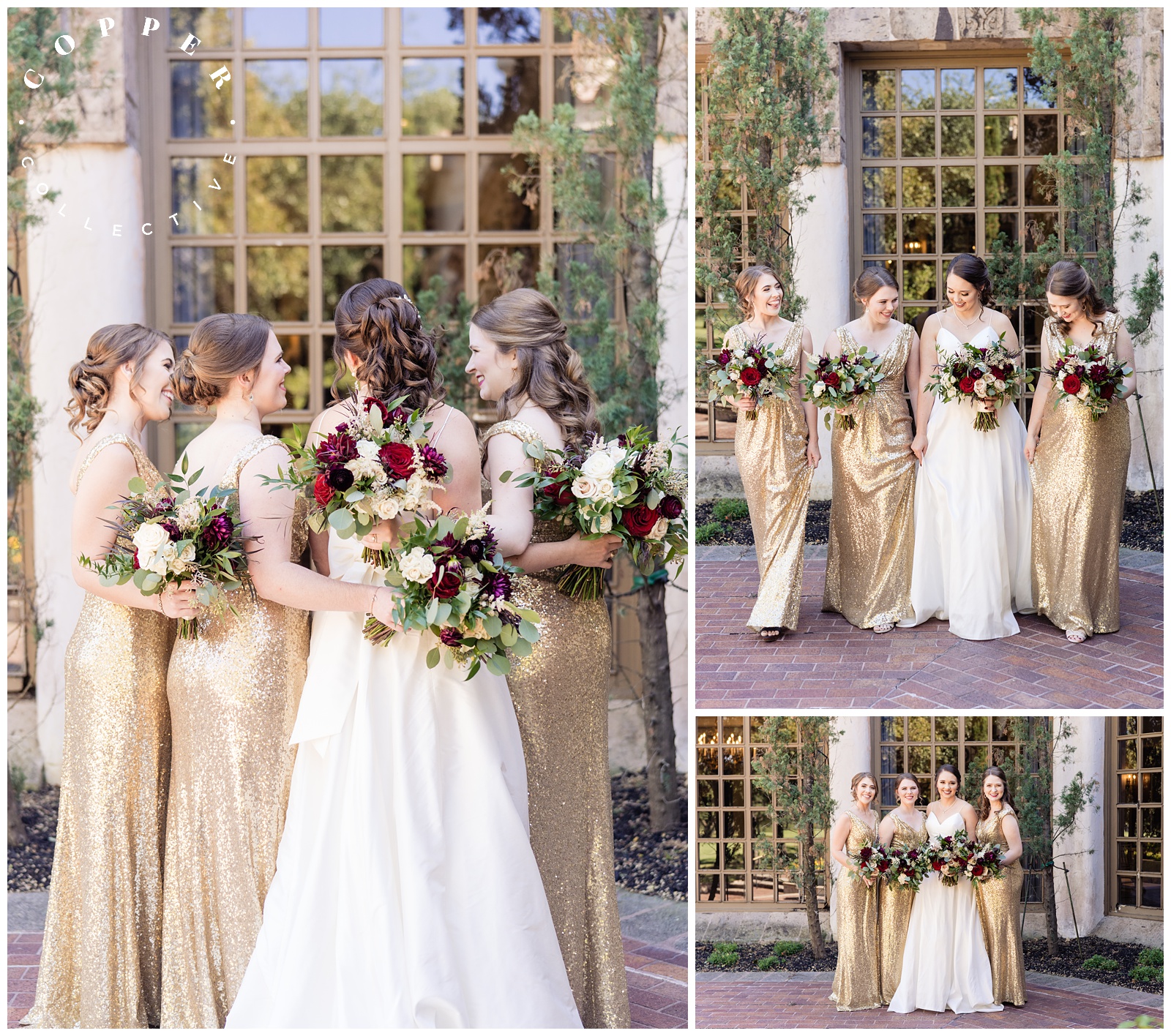 Dominion country club bridesmaids in gold dresses